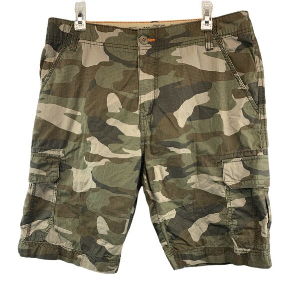 Baileys Point Mens Cargo Camo Shorts Size 34W 39x11 Green Cotton Pockets - Picture 1 of 8